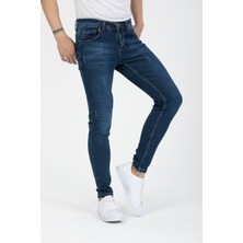 OneZero Erkek Mavi Tırnaklı Skinny Fit Jeans