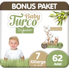 Baby Turco Doğadan Bonus Paket Bebek Bezi 7 Beden 62 Adet