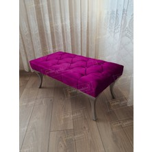 AldaGelsin 90 cm  Kapitoneli Ayak Ucu Kapı Önü Antre Bench Puf Gümüş Ayak