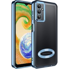 Case 4U Samsung Galaxy A34 Kılıf Kamera Lens Korumalı Şeffaf Renkli Logo Gösteren Parlak Omega Kapak