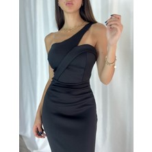 Moda Lavinia Kadın Scuba Kumaş Çapraz Yaka Askı Balık Elbise Abiye (Renkli)