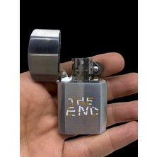 Elif The End Yazı Baskılı Benzinli Metal Çakmak Gümüş Gri 309138