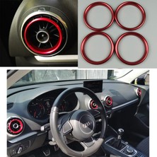 Vagparts Audi A3 Air Vent Metal Halka Seti - Audi A3 Krom Trim Kırmızı