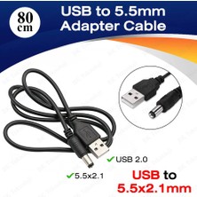 BK Teknoloji USB Erkek To Dc 5.5x2.1mm Dişi Barrel Jack Güç Kablosu