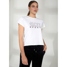 Dkny Jeans Bisiklet Yaka Düz Beyaz Kadın T-Shirt DP2T9147