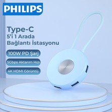 Philips SWR1670 Type-C To 3*usb 3.0 HDMI Pd 3.0 Dönüştürücü Adaptör Mavi