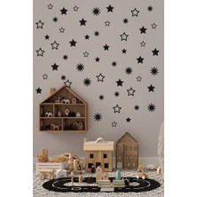 Lizpo Decor Yıldız Yağmuru Duvar Sticker, Bebek Ve Çocuk Odası Dekoratif Duvar Çıkartması, 3-4-5  cm  Siyah