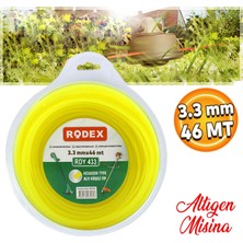 Badem10 Rodex RDY433 Misina Motorlu Tırpan Altıgen Misina 3.3 mm 46 Metre Çim Ot Biçme Teli