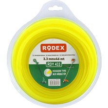 Badem10 Rodex RDY433 Misina Motorlu Tırpan Altıgen Misina 3.3 mm 46 Metre Çim Ot Biçme Teli