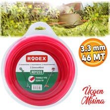 Badem10 Rodex RDY233 Misina Motorlu Tırpan Üçgen Misina 3.3 mm 46 Metre Çim Ot Biçme Teli