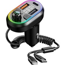 S-Link BT307 Çift USB 5V 3.1A/1A LED Bluetooth Fm Transmitter 25W Pd Ios-Android Type-C Iphone Şarj