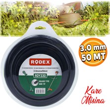 Badem10 Rodex RDY330 Misina Motorlu Tırpan Kare Misina 3 mm 50 Metre Çim Ot Biçme Teli