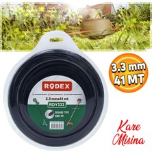 Badem10 Rodex RDY333 Misina Motorlu Tırpan Kare Misina 3.3 mm 41 Metre Çim Ot Biçme Teli