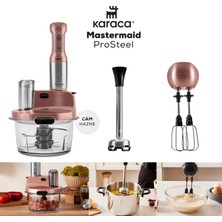 Karaca Mastermaid Prosteel Cam Mutfak Robotu Uzun Blender Ayaklı 6 Bıçaklı 2500 W Rosegold