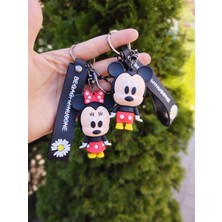 Bade Hediyelik Sevimli Minnie ve Mickey Mouse Ikili Anahtarlık ve Çanta Süsü