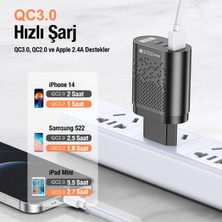 Polhammobile Polham Süper Hızlı 58W 2x Pd Type C, 1x USB Girişli Şarj Başlığı, Yüksek Akım Korumalı Şarj Adaptörü