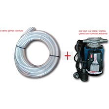 Düzey 220 Volt 3/4'' Çıkışlı Dıştan Çekme Mazot Aktarma Sıvı Transfer Pompası (Su - Süt - Yağ) & 5 Metre Hortum Seti