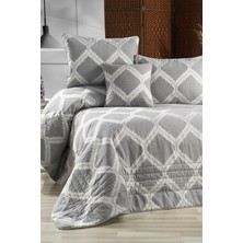 Evlen Home Collection Lamora Jakarlı Yatak Örtüsü Seti (4 Parça) Dolgulu Yumuşak Gri