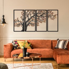 Artepera Autumn Vibes 4'lü Set Renkli Metal Duvar Tablosu - Modern Ev Dekorasyonu - Tablolar - 98 x 48 cm - APT740