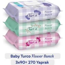 Baby Turco Flower Bunch Islak Havlu 3X90 (270 Yaprak)