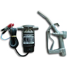 Düzey 12 Volt 3/4'' Hortum Çıkışlı Dıştan Çekme Mazot Aktarma Sıvı Transfer Pompası (Su - Süt - Yağ) & Akaryakıt Tabancası Seti