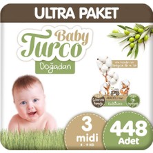Baby Turco Doğadan Ultra Paket 3 Beden Bebek Bezi 112X4 448 Adet