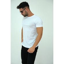 JettStore Erkek Slim Fit Bisiklet Yaka %100 Pamuklu Basic Tişört