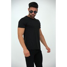 JettStore Erkek Slim Fit Bisiklet Yaka %100 Pamuklu Basic Tişört