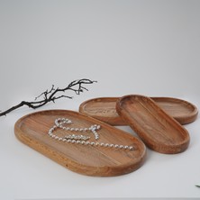 Koza Wood Art Doğal Ahşap Kayın Ağacı 3'Lü Sunum Tepsisi (Servis Tabağı Ve Peynir Sunum)