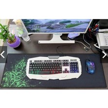 Coverzone Oyuncu Mousepad & Klavye Pad Extra Large 80X30 cm Black Rgb Işıklı 80X30CM Kaymaz Tabanlı Büyük Mouse Pad Wt5