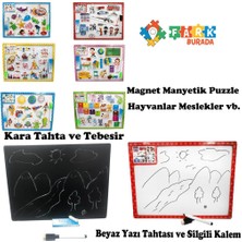 Farbu Oyuncak Eğitici Şekilli Magnet Puzzle ve Çift Taraflı Yazı Tahtası 3+ Yaş Üzeri Çocuklar Için Beyaz - Kara Tahta Eşleştirme Manyetik Puzzle