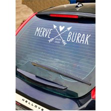 Hellove Gelin Arabası Sticker Süs Dekoratif Isim ve Tarih Yazılı Özel Etiket