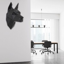 DemirADS Geometrik Desen Lazer Kesim Metal Doberman Kafası Origami Duvar Dekorasyonu