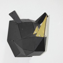 DemirADS Geometrik Desen Lazer Kesim Metal Gergedan Kafası Origami Duvar Dekorasyonu