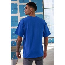 Vees Butik Erkek Oversize Mavi T-Shirt