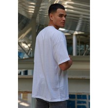 Vees Butik Erkek Oversize Beyaz T-Shirt