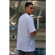Vees Butik Erkek Oversize Beyaz T-Shirt
