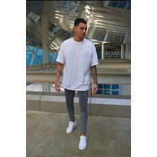 Vees Butik Erkek Oversize Beyaz T-Shirt