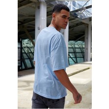 Vees Butik Erkek Oversize Açık Mavi T-Shirt