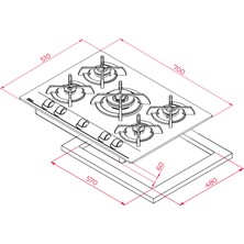 Teka - Gbc 75030 Kbc Wh - Ankastre Exactflame Teknolojili Kristal Wok Gözlü Cam Gazlı Ocak - Döküm Izgara - Beyaz - 70 cm - 112580053