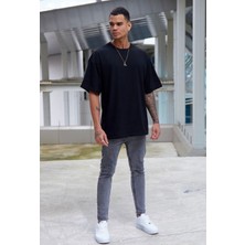 Vees Butik Erkek Oversize Siyah  T-Shirt