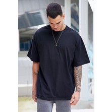 Vees Butik Erkek Oversize Siyah  T-Shirt