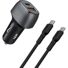 Linktech C499 43W Araç Şarj Aleti 2x USB Type-C To Type-C Kablo Set