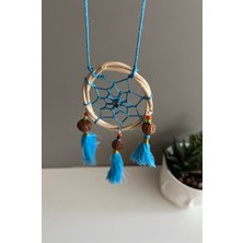 Miamantra Rattan Kasnaklı El Yapımı Araba Süsü/kapı Süsü Düş Kapanı/dreamcatcher-Mavi-7 cm Çap