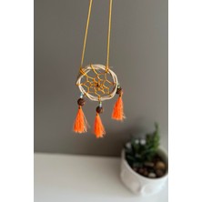 Miamantra Rattan Kasnaklı El Yapımı Araba Süsü/kapı Süsü Düş Kapanı/dreamcatcher-Turuncu-7 cm Çap