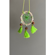 Miamantra Rattan Kasnaklı El Yapımı Araba Süsü/kapı Süsü Düş Kapanı/dreamcatcher-Yeşil-7 cm Çap