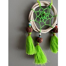 Miamantra Rattan Kasnaklı El Yapımı Araba Süsü/kapı Süsü Düş Kapanı/dreamcatcher-Yeşil-7 cm Çap