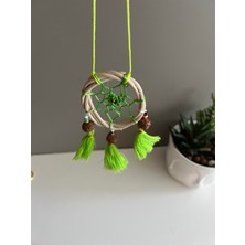 Miamantra Rattan Kasnaklı El Yapımı Araba Süsü/kapı Süsü Düş Kapanı/dreamcatcher-Yeşil-7 cm Çap