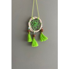 Miamantra Rattan Kasnaklı El Yapımı Araba Süsü/kapı Süsü Düş Kapanı/dreamcatcher-Yeşil-7 cm Çap