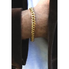 The Collection Kuba Klasik Kararmaz Gold Erkek Çelik Bileklik